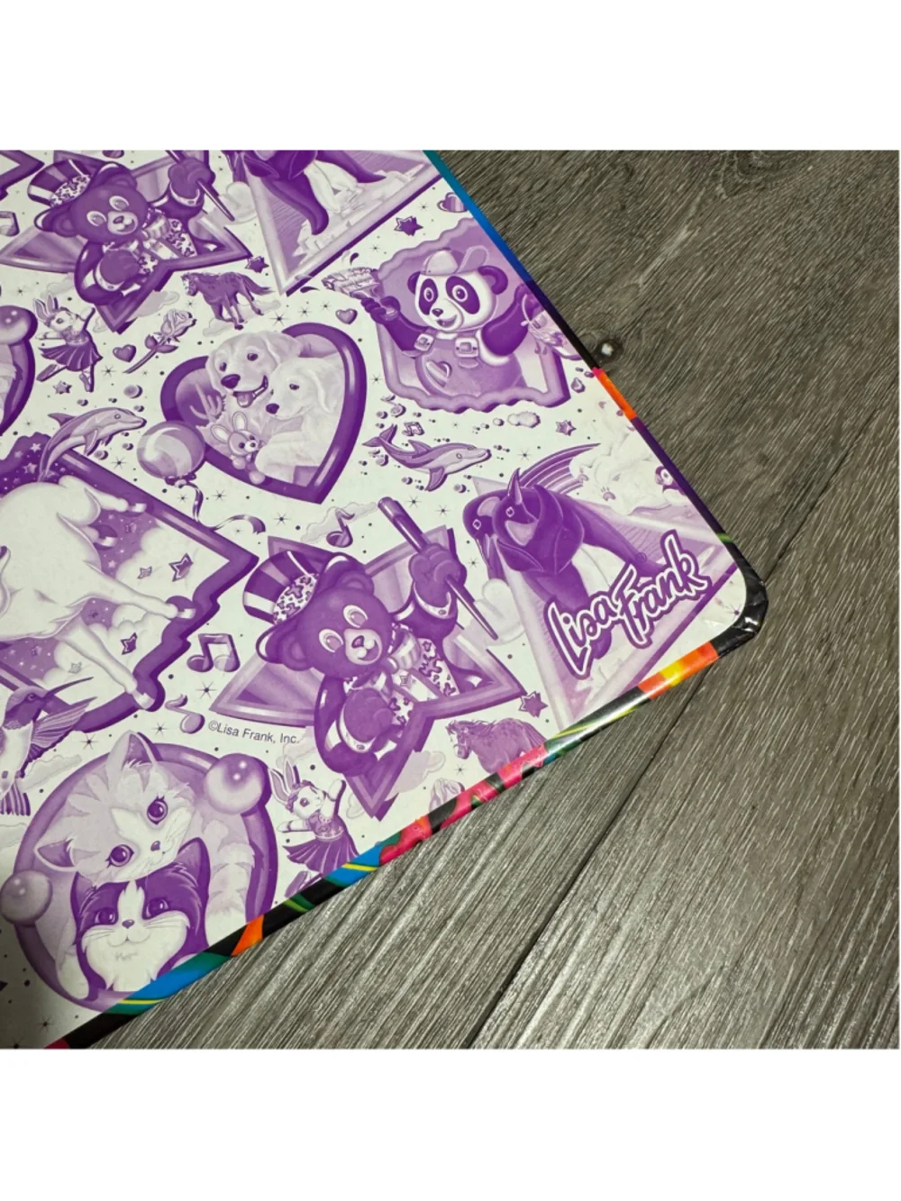 Lisa Frank Rainbow Reef Baby Seal Pup 1 1/2 Inch Metal 3 Ring Binder / Folder